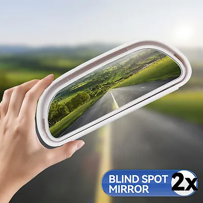 $18.99 • Buy 2X WHITE Blind Spot Mirror HD Glass Wide Angle Convex Rear View 360° Stick On