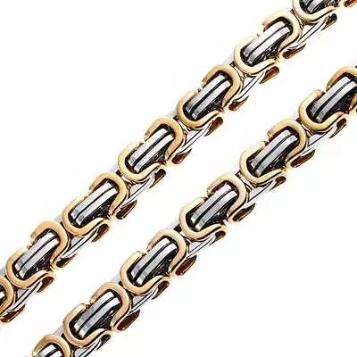 Mechanic Byzantine Biker Chain Necklace Black Two Tone Stainless Steel • $26.99