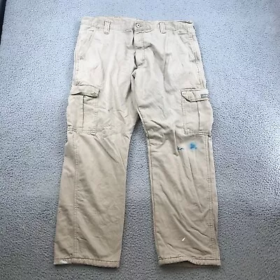 Wrangler Cargo Pants 38x30 Brown Fleece Lined Relaxed Fit Straight Leg 47431 • $8.99