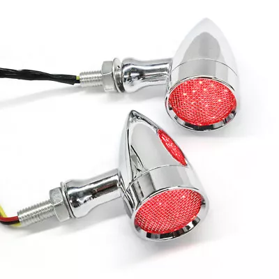 Motorcycle Red LED Bullet Brake Running Turn Signal Tail Light For Bobber Cafe • $19.99