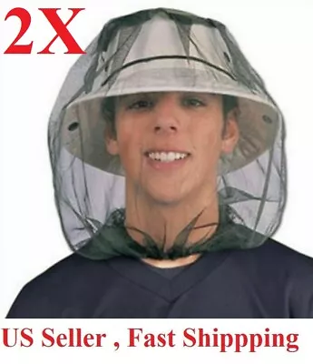 2x  Anti-Mosquito Bug Bee Insect Head Net Hat Cap Sun Protection Fishing Hiking • $6.99