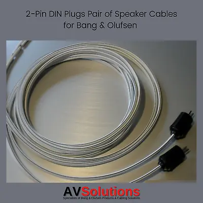 B&O | High Quality Speaker Cables 2-Pin DIN Plugs | Pair For Bang & Olufsen 5 M • £17.99