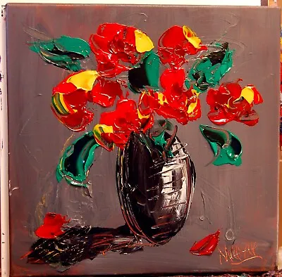 FLORAL  ROSES By Mark Kazav Pop Art Abstract Modern CANVAS Original   THERG4H • $99