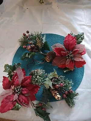 VTG Home Interiors And Gifts Holiday Floral Noche  Buena  Rigs Set Of Two  • $25