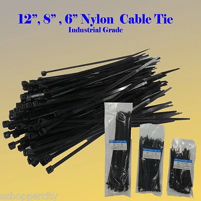 6  8  12  Industrial Grade Nylon 66 50Lbs Cable Tie Black Zip Strap UL 100 1000 • $6.55