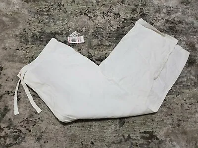 Men's Tasso Elba Linen Pants Size 40 X30  - 100% Linen Ivory Drawstring  • $99.99