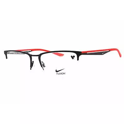Nike Men's Eyeglasses Satin Black/University Red Half Rim Frame NIKE 4313 006 • $43.39