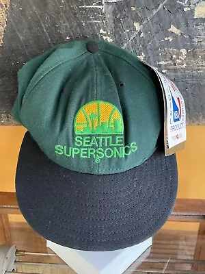 VTG Seattle Supersonics New Era Wool Fitted Hat Cap 7 1/2 • $24.95