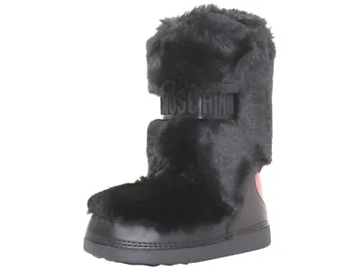 Love Moschino Women's Winter Snow Boots Faux Fur Black Sz. 11/12 (41/42) • $180