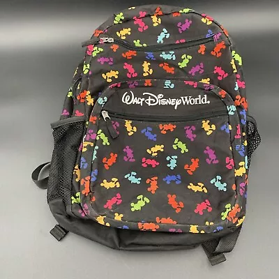 Walt Disney World Backpack Black Multicolor Mickey Mouse All Over Silhouettes • $17.99