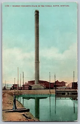 Butte Montana MT - Highest Concrete Stack In The World - Vintage Postcard • $8.49