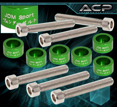 For Acura Honda B/D/F/H Billet Aluminum M6 Solenoid Bolt & Cup Washer Kit Green • $10.99