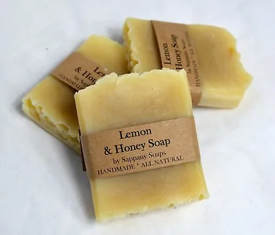 Handmade Organic  Ingredients Natural Honey Lemon Soap Sensitive Skin • £4.25