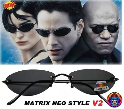 Matrix Neo Sunglasses V2 Men Polarized Eyewear Oval Rimless Morpheus Steampunk X • $19.85