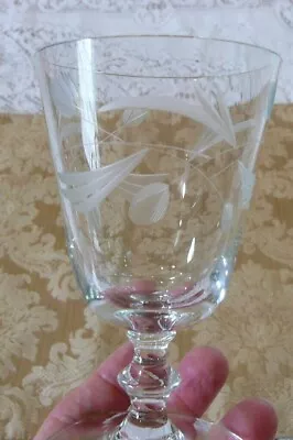 Vintage Etched/Cut Floral Sherry/Cordial Crystal Stemware - Set Of 5 • $29.25