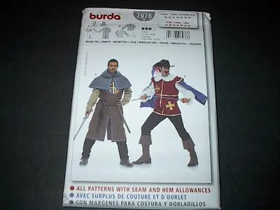 Burda Pattern 7976 Men's Medieval Musketeer / Page Costume  Size 38 ~ 50  Uncut • $9.75
