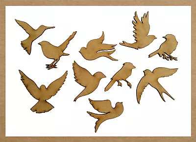 10x Wooden MDF Bird Shape Swallow Crows Pigeon Calibre Crafting Craft Decoration • £3.29