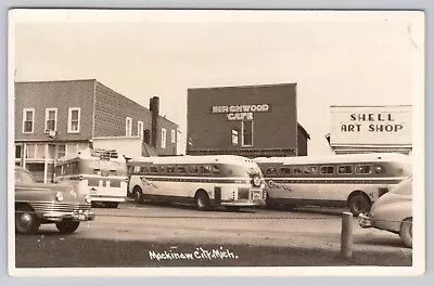 Mackinaw City Michigan Greyhound Buses Cafe Vintage RPPC Real Photo Postcard • $63.99