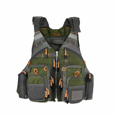 Fly Fishing Vest Quick Dry Adjustable Multipocket Lifejacket Safety Waistcoat UK • £25.63