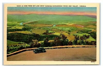 Postcard A View From Sky-Line Drive Showing Shenandoah River & Valley VA W44 • $1.99