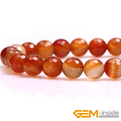 Natural Carnelian Agate Faceted Round Loose Beads For Jewelry Making 15  Bulk AU • $7.18