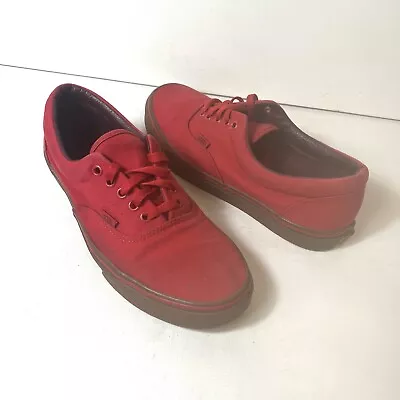 Vans Old Skool Men's 10 Red Canvas Lace Up Gum Sole Low Top Skate Sneakers Shoes • $29.69