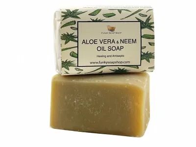 1 Piece Aloe Vera & Neem Oil Soap 65g 100% Natural Handmade  • £4.90