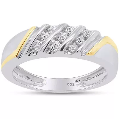Mens 1/10ct Round Moissanite Engagement Wedding Band Ring 925 Sterling Silver • $64.39