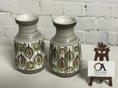 £145 • Buy Pair Of Retro 1960’s Mid Century Langley Pottery ‘Minstrel’ Vases 