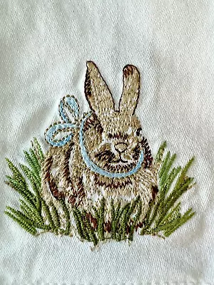 Set Of 8 Williams-Sonoma Embroidered Easter Rabbit Cotton Cloth Napkins Spring • $39.50