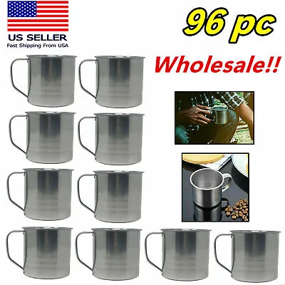 Wholesale Lot 96pc Stainless Steel Coffee Soup Mug Tumbler Camping Mug Cup 16oz  • $149.99