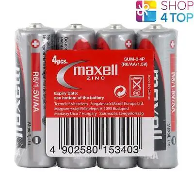 4 Maxell Zinc Carbone Aa R6 Batteries Four Paquet 1.5V R06 Non Mercury SUM-3 4P • $3.56