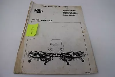 Vicon RH600 Series / 51500 Rake Parts Manual • $12.95
