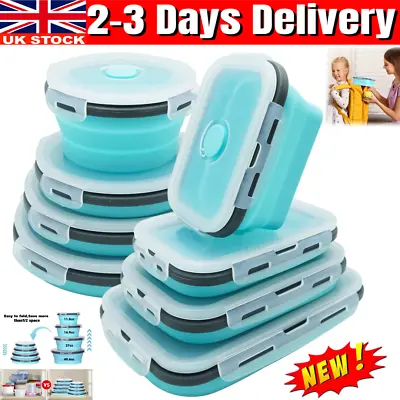 8 Pieces Collapsible Food Storage Containers Silicone Lunch Containers With Lids • £21.89