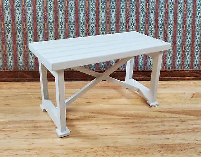 Dollhouse Kitchen Table Or Desk Farmhouse Style White 1:12 Scale Miniature • $11.99