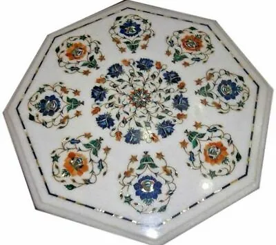 $778.05 • Buy 24'' White Marble Table Top Dining Coffee Center Inlay Moasic Lapis Decor V8