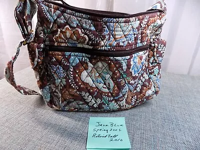 VERA BRADLEY Tote Shoulder Bag JAVA BLUE Floral Zip Quilted Retired 2010 • $21