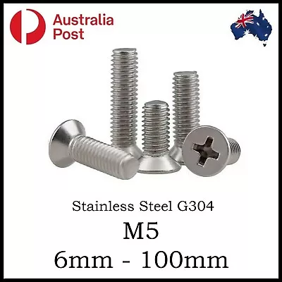 M5 Screw S Bolt S Countersunk Phillips Head Flat CSK Course Stainless Steel G304 • $8