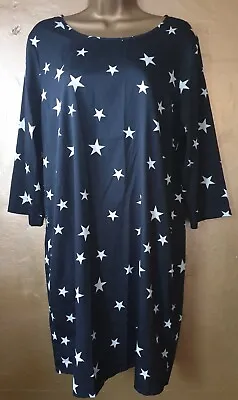 Vero Moda S.L(14) Lightweight Black W' White Stars Knee Length Dress.3/4 Sleeve. • $18.67