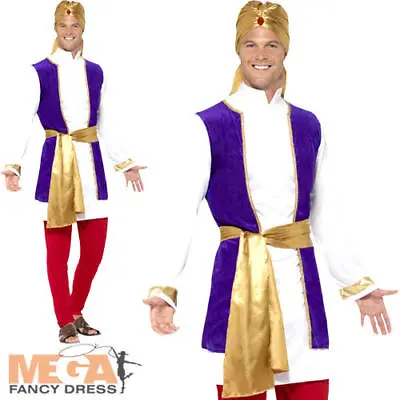 Arabian Prince Mens Fancy Dress Aladdin Sheik Sultan Bollywood Adults Costume • £25.99