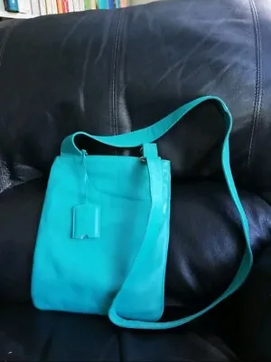Stunning Bright Teal Turquoise Messenger Real Leather Bag Yoshi Great Condition • £19.99