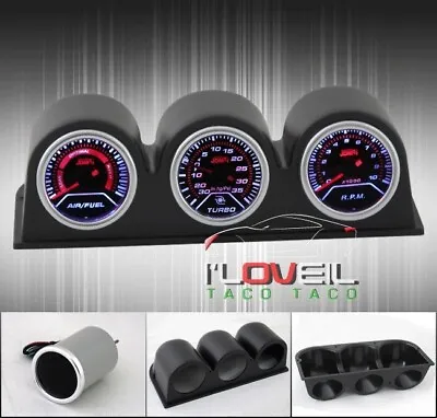 $64.99 • Buy Air Fuel Ratio Gauges + Turbo Boost Psi + Tachometer Rpm + Triple Pod Holder Kit