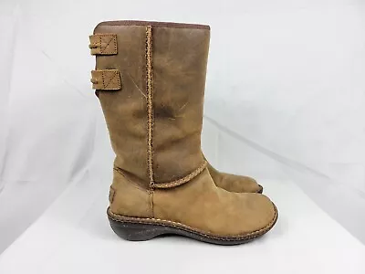 Ugg Haywell Slip On Mid Calf Shearling Leather Boots Womens Size 6 Brown 1001839 • $34.99