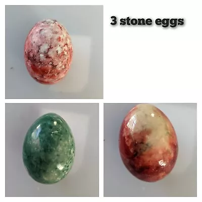 Vintage 2  Alabaster Marble  Granite Eggs Different Colors - Set Of 3 • $22