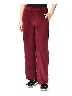 MICHAEL MICHAEL KORS Womens Burgundy Pull-on Logo Velour Straight Leg Pants XXL • $33.99