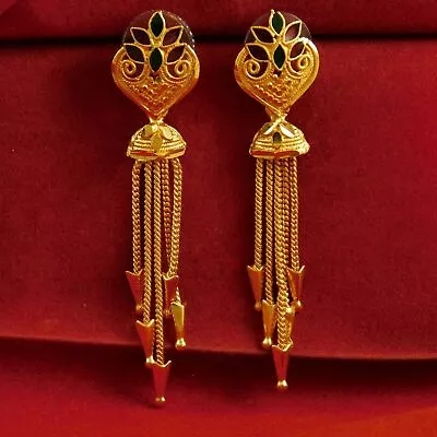 Indian Women Goldplated Earrings Traditional Drop Dangle Wedding Jewellery New • $18.81