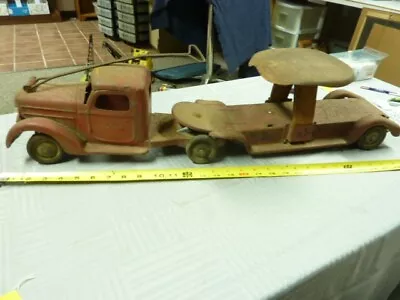 ANTIQUE BUDDY L   Ride On ..Pull On   Toy ( 1930's) Tractor Trailer Fire Truck • $200