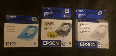 Sealed New Epson Stylus Photo 2200 OEM Inks  T0348 And T0347 -  Black T0342 Cyan • $25.99