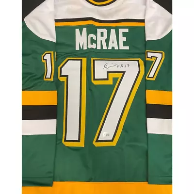 Basil McRae Autographed Green Pro-Style Jersey Minnesota North Stars Beckett • $149.99