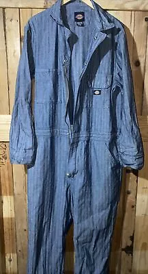 Dickies Fisher Striped Coveralls Workwear Mechanic Jumpsuit Mens Size Large • $44